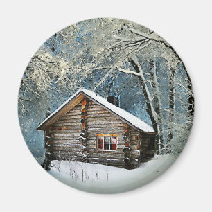 Aimant Magie hivernale Rustique Cabine en bois