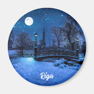 Aimant Magique nuit d'hiver avec ciel étoilé et pleine lu