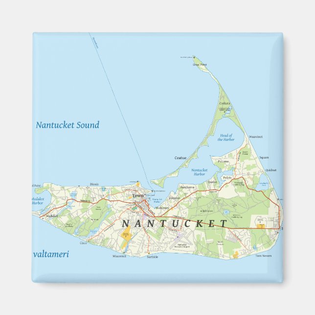 Aimant Magnat de carte de nantucket (Devant)