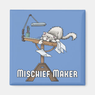 Aimant Magnat de fabrication de mauvais chef de chat blan