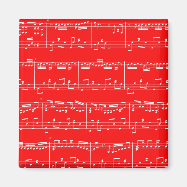 Aimant Magnat de musique en feuille rouge (Devant)