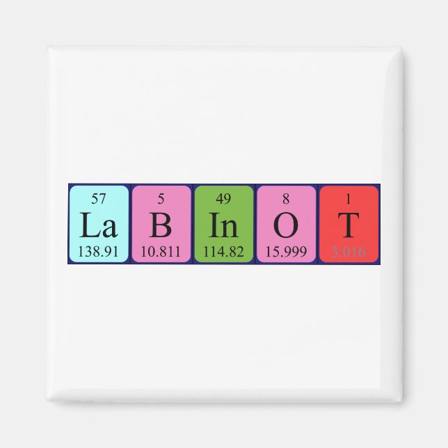 Aimant Magnat de nom de table périodique Labinot (Devant)