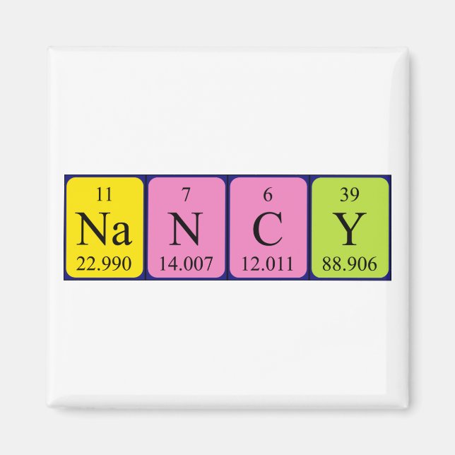 Aimant Magnat de nom de table périodique Nancy (Devant)