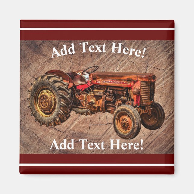 Aimant Magnat de tracteur rouge antique (Devant)