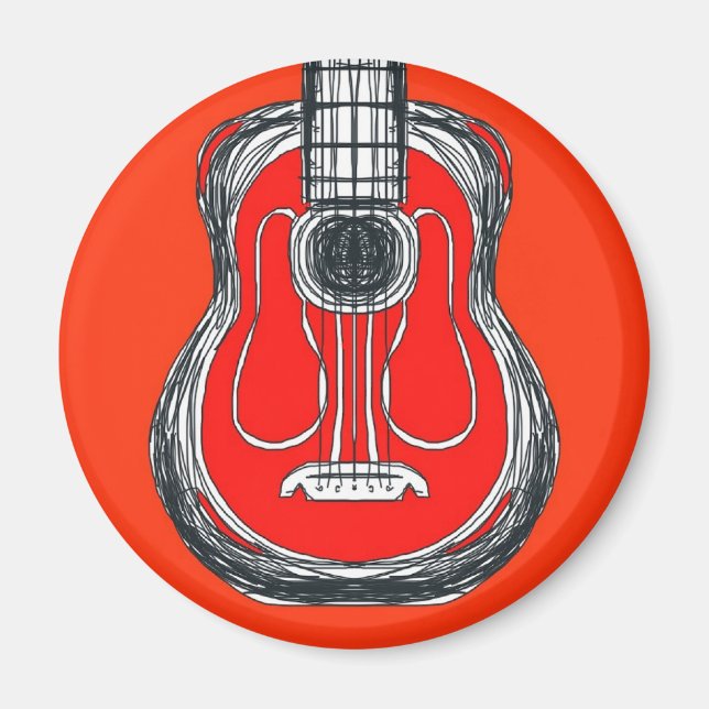 Aimant Magnat de visage du monstre de guitare rouge (Devant)