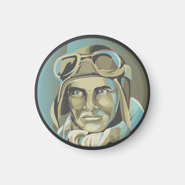 Aimant Magnat du pilote d'as étiqueté (Devant)