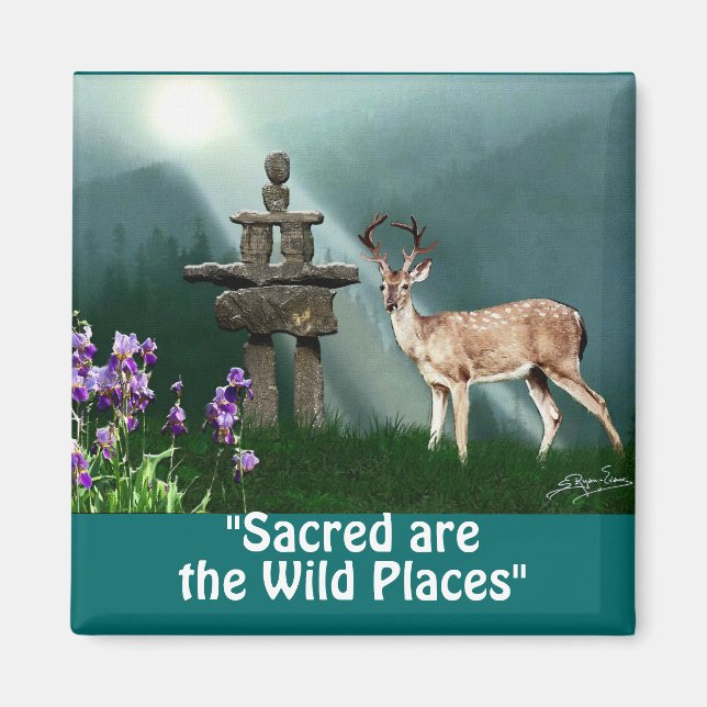 Aimant Magnets-cadeaux Wild Deer & Inukshuk Wilderness (Devant)