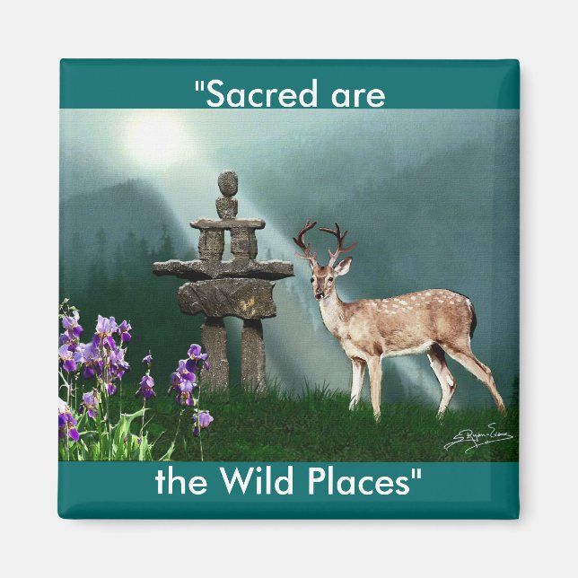 Aimant Magnets-cadeaux Wild Deer & Inukshuk Wilderness (Devant)