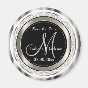 Aimant Magnifique Enregistrer la date en argent et diaman