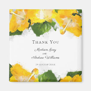 Aimant Magnifique fleur d'Hibiscus jaune Art Merci