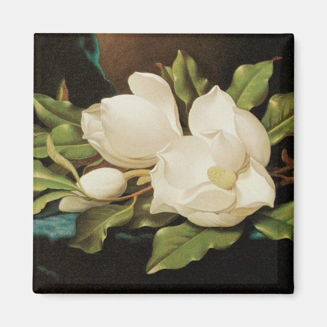 Aimant Magnolias géantes sur un tissu bleu de velours par (Devant)
