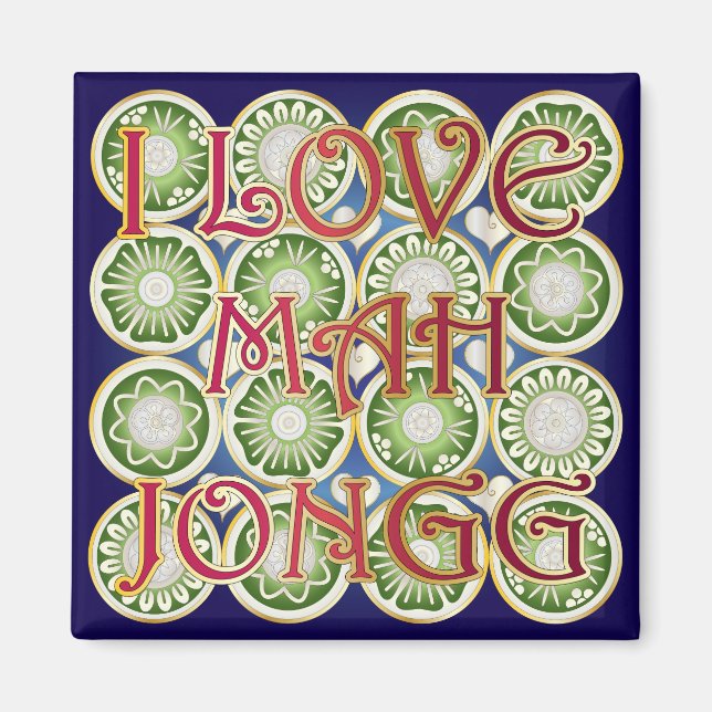 Aimant Mah Jongg Valentine I Love MJ (Devant)