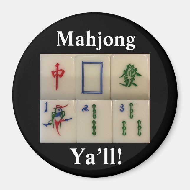 Aimant Mahjong drôle avec carreaux de bambou (Devant)