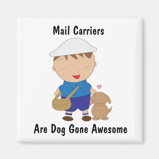Aimant Mail Man Mail Carrier mignon Chien Brown Personnal (Devant)