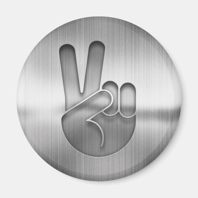 Aimant Main de paix Chrome (Devant)