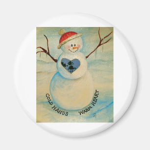 Aimant Main froide, coeur chaud, bonhomme de neige