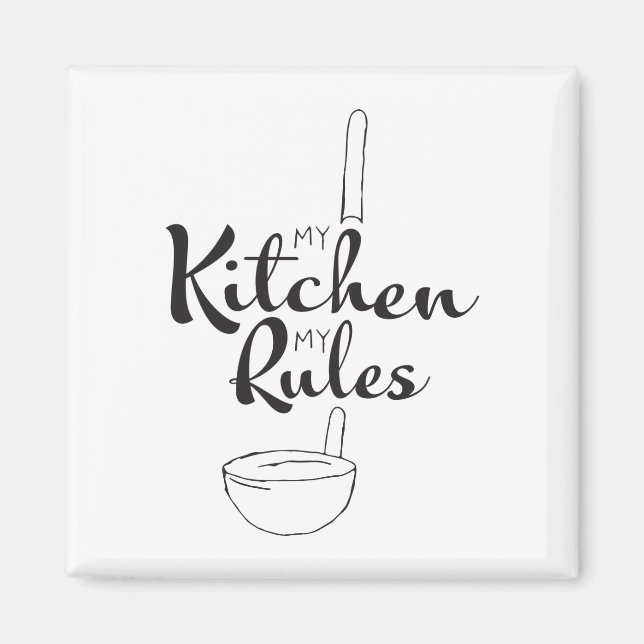 Aimant Main noire dessinée dans ma cuisine Mes règles Bou (Devant)