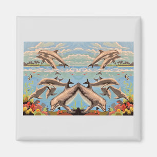 Aimant Main Painted by Number   Dolphins  