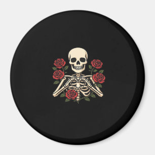 Aimant Mains Coeur Squelette Avec Roses Rouges - Romantiq