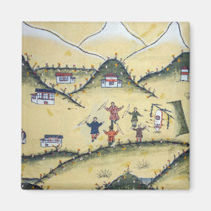 Aimant Maison bhoutanaise avec peintures au tir à l'arc -