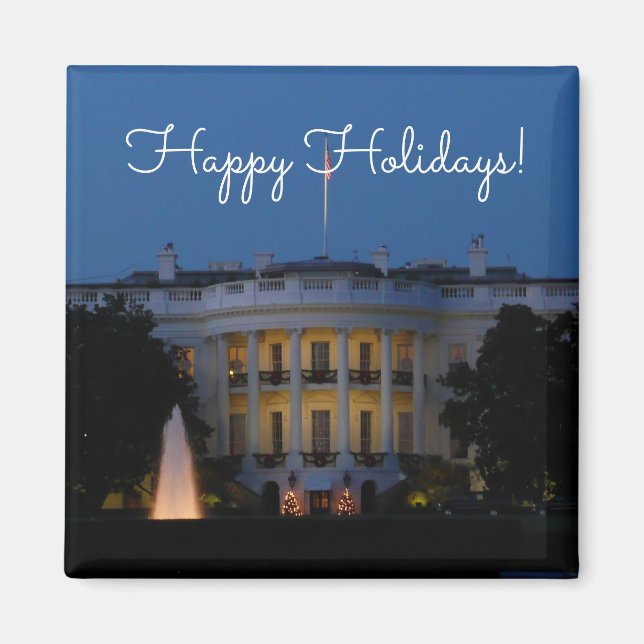 Aimant Maison Blanche de Noël à la nuit à Washington DC (Devant)