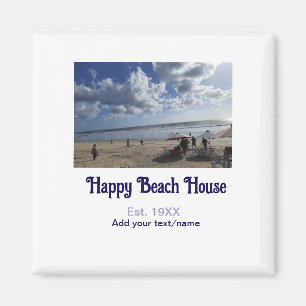Aimant Maison de plage établie. Ajouter année photo latit
