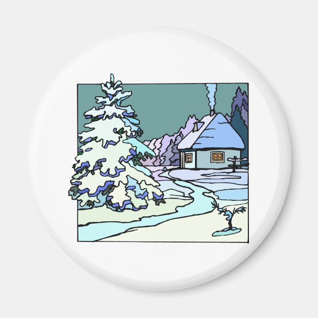 Aimant Maison d'hiver (Devant)