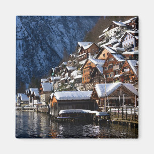 Aimant Maison en bois au bord du lac à Hallstatt, Autric
