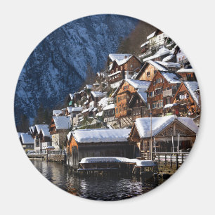 Aimant Maison en bois au bord du lac à Hallstatt, Autric