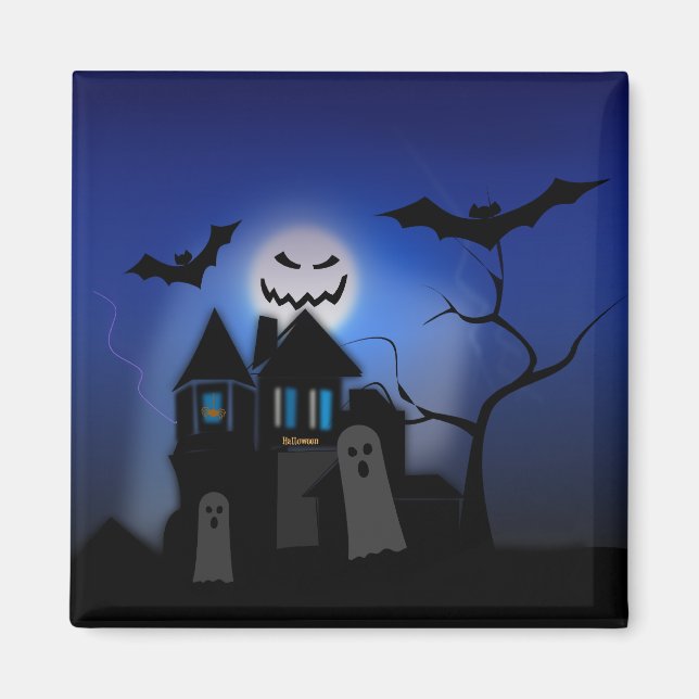 Aimant Maison hantée d'Halloween — Effrayant (Devant)