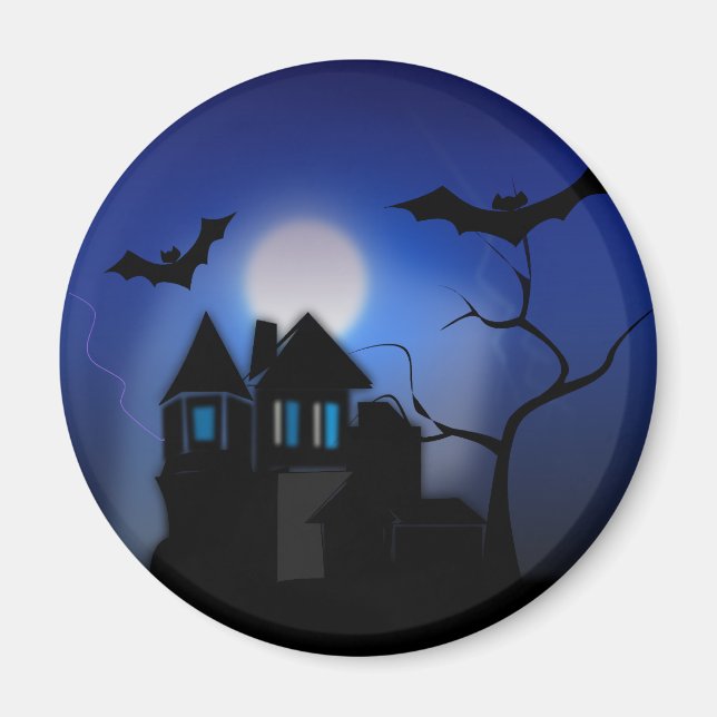 Aimant Maison hantée d'Halloween éffrayante avec chauves- (Devant)