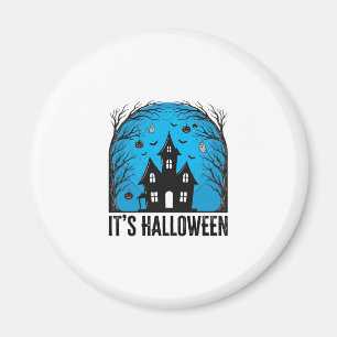 Aimant Maison Hantée Halloween Lune Gravure Vintage Dessi