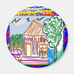 AIMANT MAISON MIGNONNE DE COTTAGE : ART D'ENFANTS
