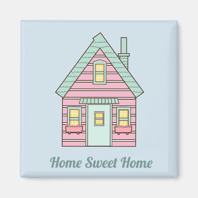 Aimant Maison Rose Cute Maison Maison Sweet Maison (Devant)