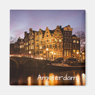 Aimant Maisons de canal d'Amsterdam à l'aimant des texte
