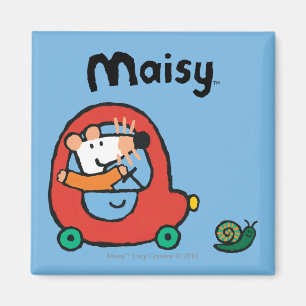 Aimant Maisy conduit une voiture rouge mignonne