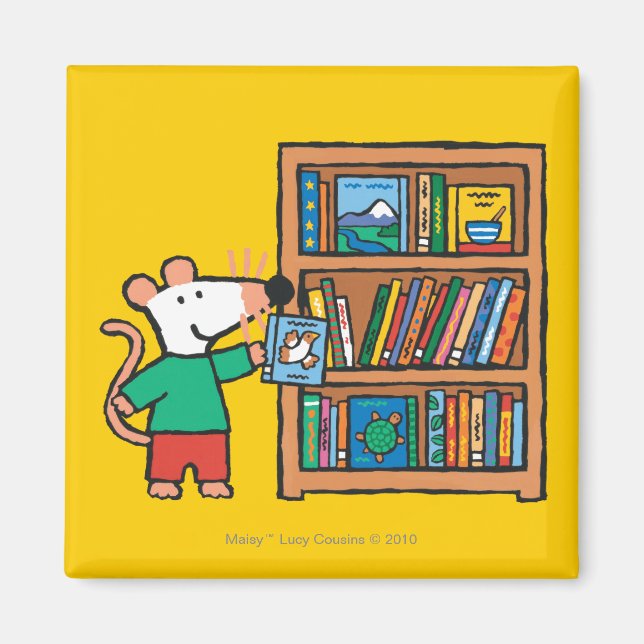 Aimant Maisy et une bibliothèque de livres (Devant)