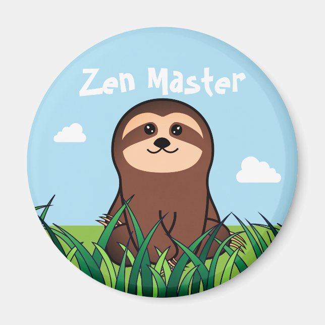 Aimant "Maître Zen" kawaii Sloth (Devant)