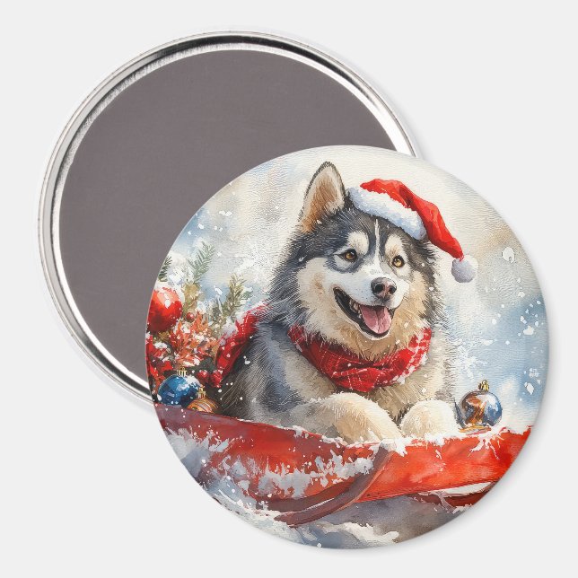 Aimant Malamute d'Alaska dans la boue Laisser il neige No (Recto/Verso)