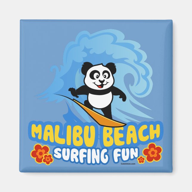 Aimant Malibu Beach Surf Panda (Devant)