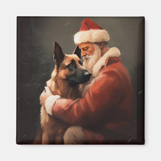 Aimant Malinoi Belge Avec Noël Festif Du Père Noël (Devant)