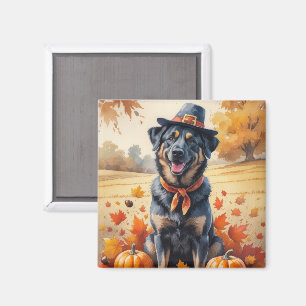 Aimant Malinois Belge À L'Automne Quitte L'Art Thanksgivi