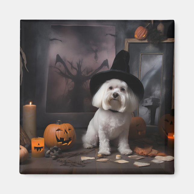 Aimant Maltais Citrouille Halloween effroi (Devant)