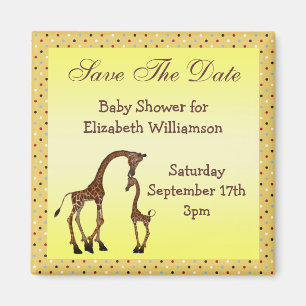 Aimant Maman & Baby Giraffe Save the Date Baby shower