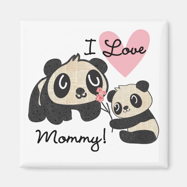 Aimant Maman d'amour des pandas I (Devant)