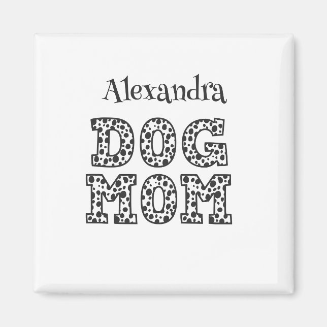 Aimant Maman de chien dalmate noir et blanc (Devant)