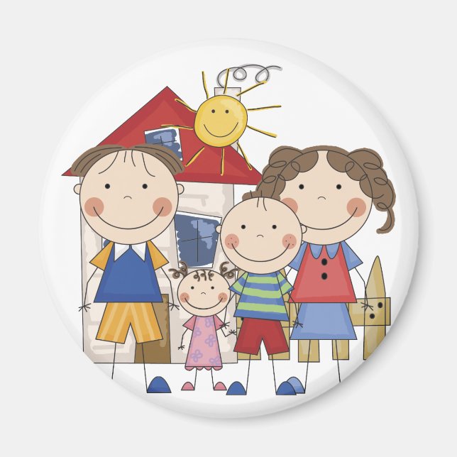 Aimant Maman, Papa, Gros Garçon, Petite Famille (Devant)