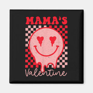 Aimant Maman Rétro Groovy Est Ma Saint-Valentin Cœur Mign