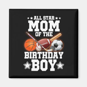 Aimant Maman Star du garçon d'anniversaire Sketll Soccer