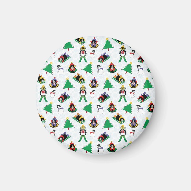 Aimant manchot de Noël skiant (Devant)